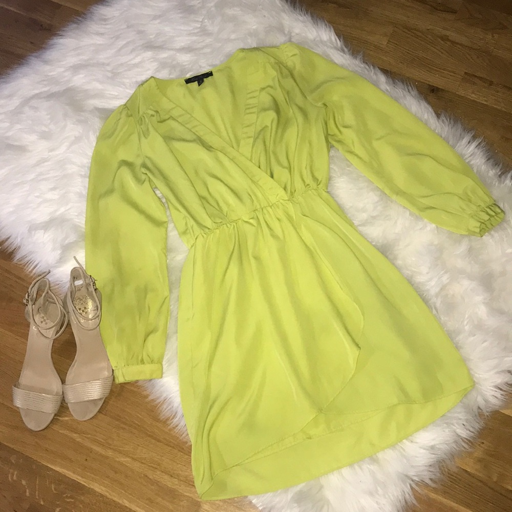 Chartreuse wrap dress